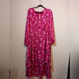 long pink plus size dress